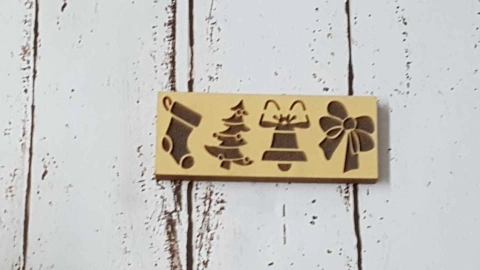 Sello Bajo Relieve Navideño ( Bota,  Pino, Campana y moño ) 4 x 9 cm