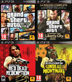 GTA 5 + GTA 4 Complete Edition + Red dead redemption undead nightmares ps3 digital