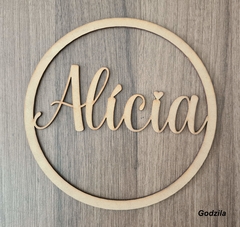 Aro com nome MDF cru 20cm de diâmetro 1cm de largura - www.godzila.com.br