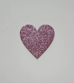 Aplique EVA com glitter 5cm - Coração - com 10 unidades