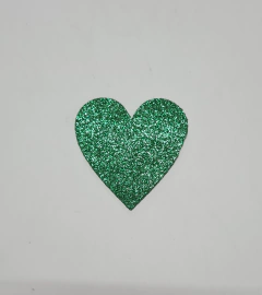 Aplique EVA com glitter 5cm - Coração - com 10 unidades - www.godzila.com.br