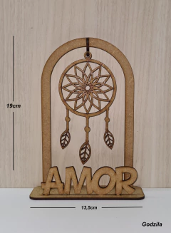 Filtro dos Sonhos com suporte MDF cru 19x13cm - comprar online