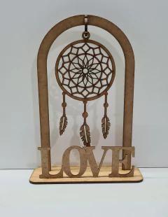 Filtro dos Sonhos com suporte MDF cru 19x13cm