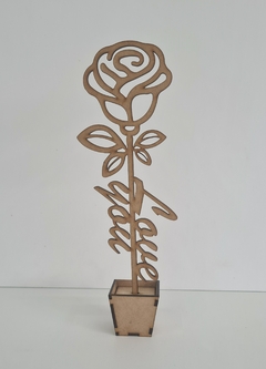 Flores 25cm cachepot 4,5x4,5x4,3cm em MDF cru