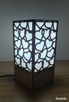 Luminária Decoração Coração 24cm Em Mdf Cru C/ Elétrica para Quartos e Salas