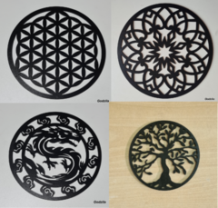 MANDALAS 10CM MDF 3MM PRETO