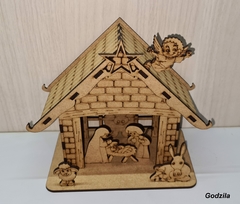 Presépio de Natal em MDF cru enfeite natalino do nascimento de Jesus - comprar online