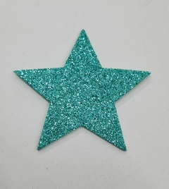 APLIQUE EVA COM GLITTER 5CM - ESTRELAS - COM 10 UNIDADES