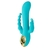 Vibrador Conejito USB Recargable en color azul con detalles dorados.