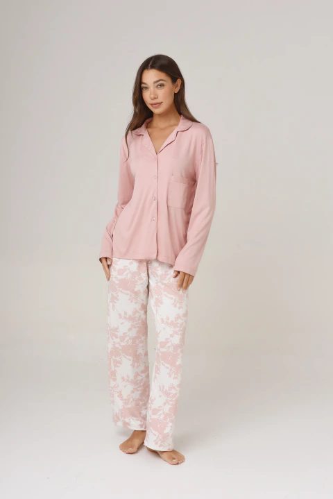 PIJAMA CAMISERO FLOR ART 12305