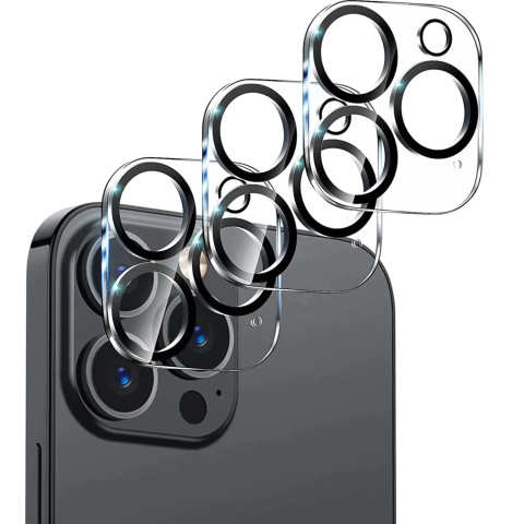 Vidrio Templado Protector Camara para iPhone 15 Pro / Max Pack X3