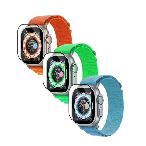 Kit X3 Filmina Curva 3D Anti Golpe / Rayas para Apple Watch Ultra 49mm