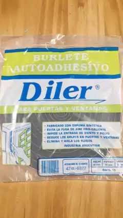Burlete autoadhesivos 15 mm x 15 mm x 5 metros