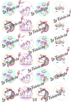 Transfer para oreo Unicornios - La Fototorta