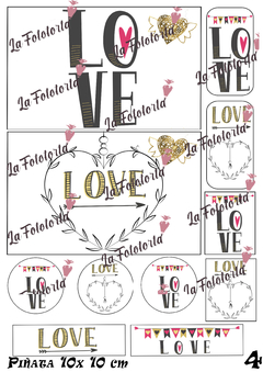 Transfer para torta piñata 10x10 San Valentín, Día de los enamorados, Amor, Love numero 4