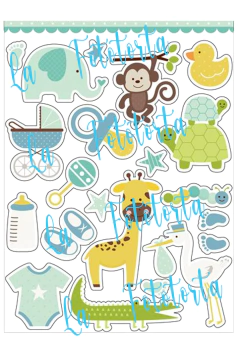 Plancha de stickers Baby celeste