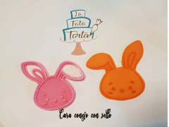 Cortante para cookies con sello cara conejo