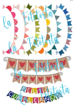 Plancha de stickers Cumpleaños banderines