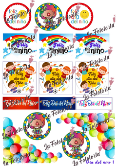 Plancha stickers para decorar cajas Dia del niño