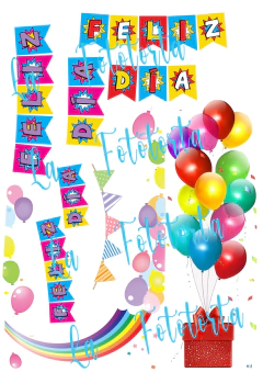 Plancha de stickers Feliz día infantil