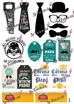 Plancha stickers para decorar cajas Dia del padre 1