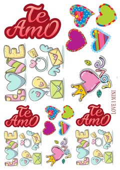 Plancha de stickers Love 1 MINI dia enamorados amor