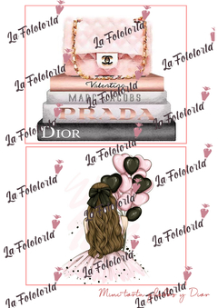 Transfer para torta piñata mini Dior (molde 10*14)