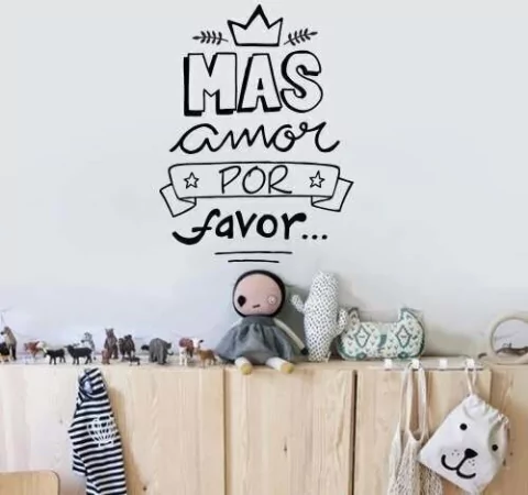 Vinilos Decorativos Frases Pared Mas Amor Por Favor