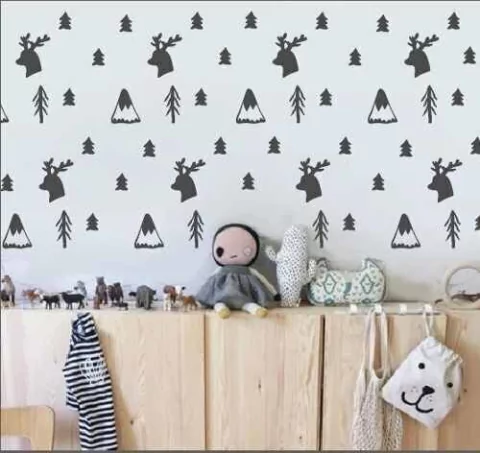 TRU.2 Tramas Pared Plancha Nordica Renos, flechitas y montañas