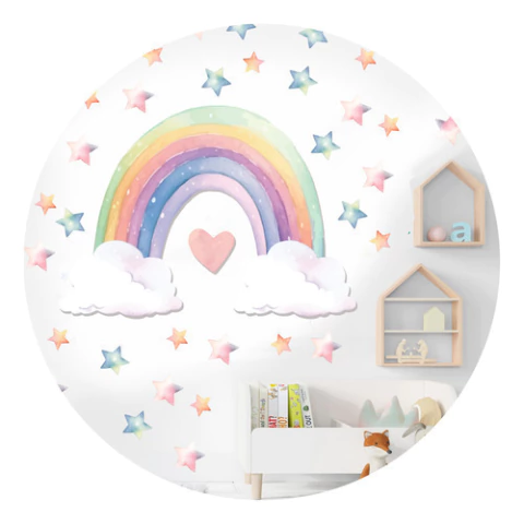 Vinilo Decorativo Infantil Arcoiris Acuarela Nordicos Nena