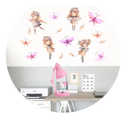 Vinilos Decorativos Plancha De Hadas Y Mariposas Romantico