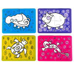 PUZZLE ANIMALES DE LA SELVA ROMPECABEZAS 4 piezas - Juegos del Caracol