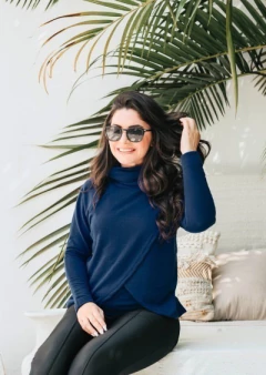 Blusa de amamentação dupla malha lanzinha manga longa gola rolê na internet