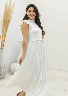 Vestido de amamentação midi mangas borboleta