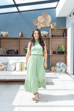 Vestido de amamentação midi sem manga 1 maria - Dnmammy roupas de amamentação