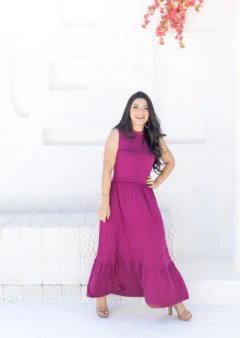 Vestido de amamentação midi sem manga 1 maria - Dnmammy roupas de amamentação