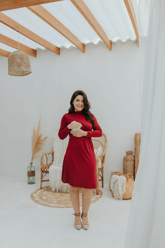 Vestido de amamentação manga longa gola alta na internet