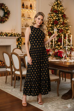 Vestido de amamentação midi poá sem manga 1 maria - comprar online