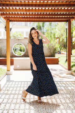 VESTIDO DE AMAMENTAÇÃO LONGO MARIAS ESTAMPA LIBERTY TAL MÃE TAL FILHA