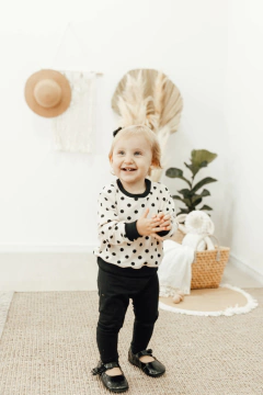 Blusa baby tal filha manga longa poá com punho