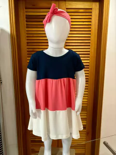 Vestido baby manga curta bloco de cores tal filha na internet