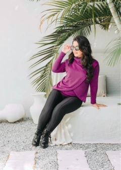 Imagem do Blusa de amamentação dupla malha lanzinha manga longa gola rolê