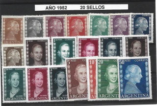 AÑO COMPLETO DE 1952 (20 sellos)