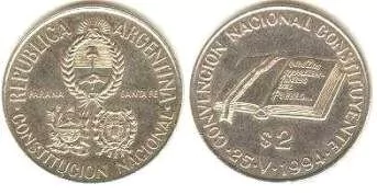 moneda de 2 pesos "Convención Nacional Constituyente "