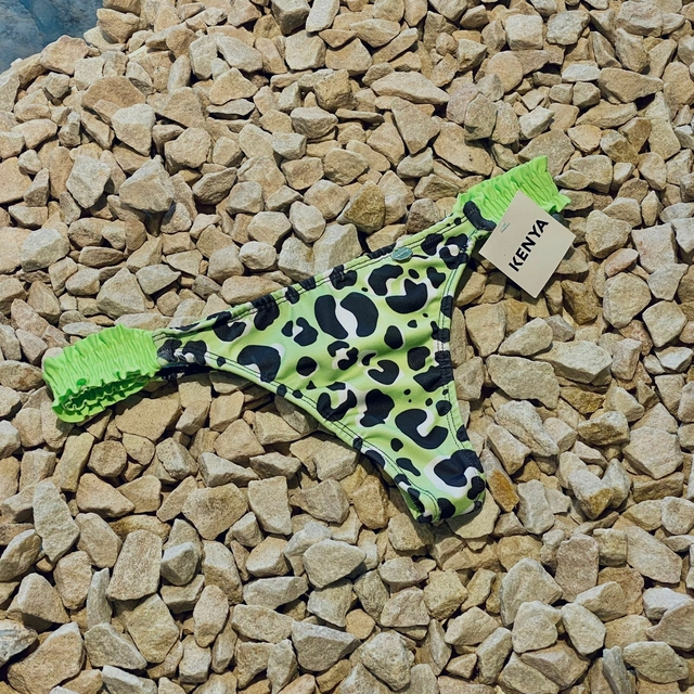 Colaless Fruncida Al Costado Animal Print Verde Neon thumbnail 2