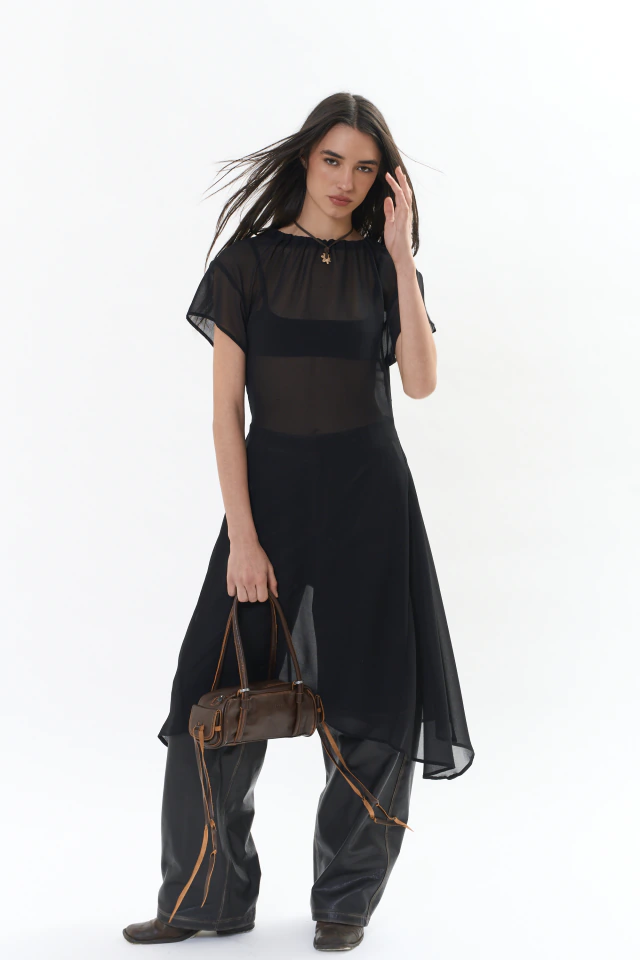 Vestido Tulum de Las Cabrera en gasa negro