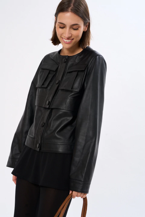 Chaqueta Cairo Desmontable | Cuero Negro - comprar online