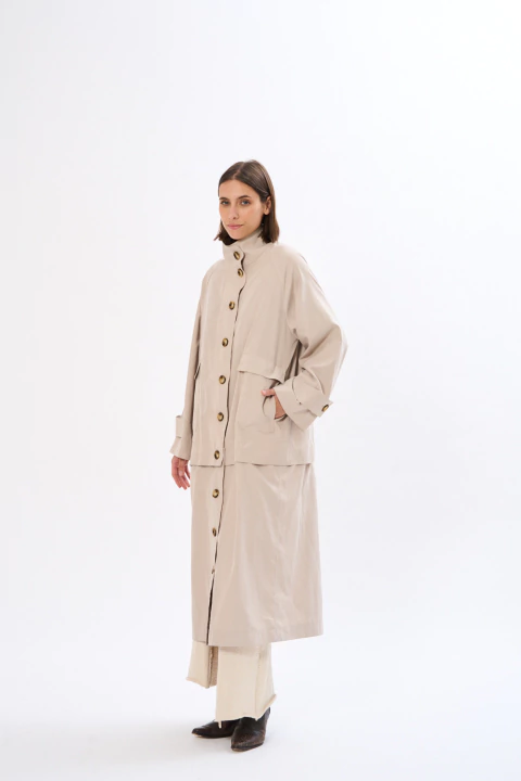 Trench Oliva | Cupro Crudo - comprar online