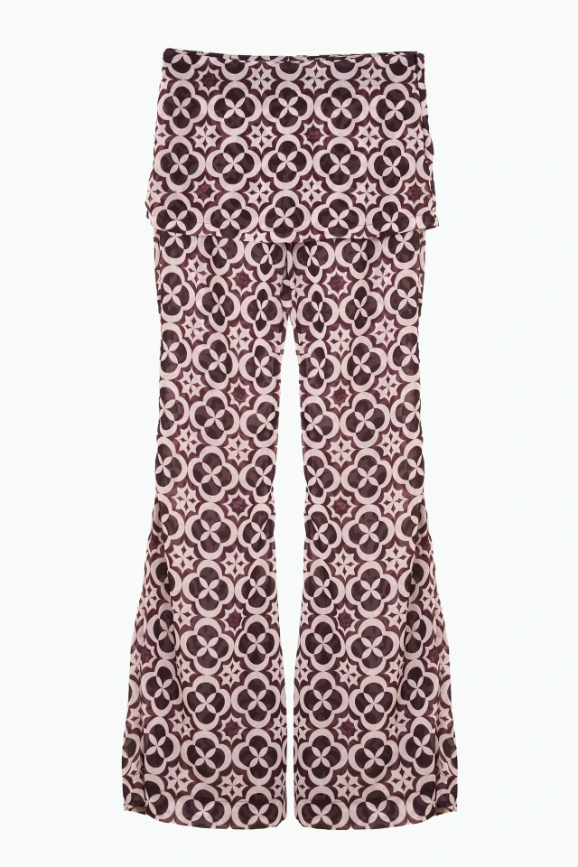 Pantalón Luna de Las Cabrera en gasa mosaico burgundy — imagen 2