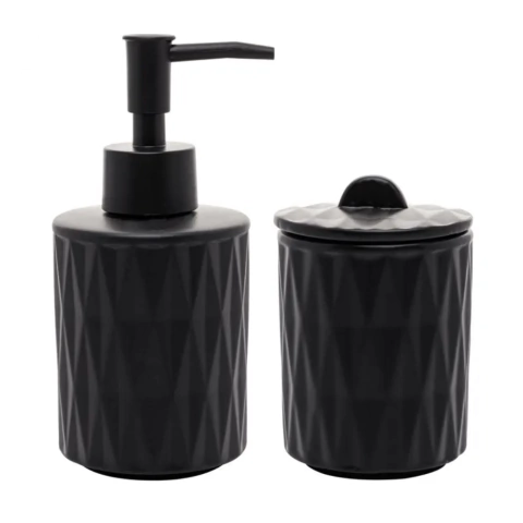 KIT BANHEIRO DE CERAMICA DIAMOND PRETO 2 PEÇAS - 220229